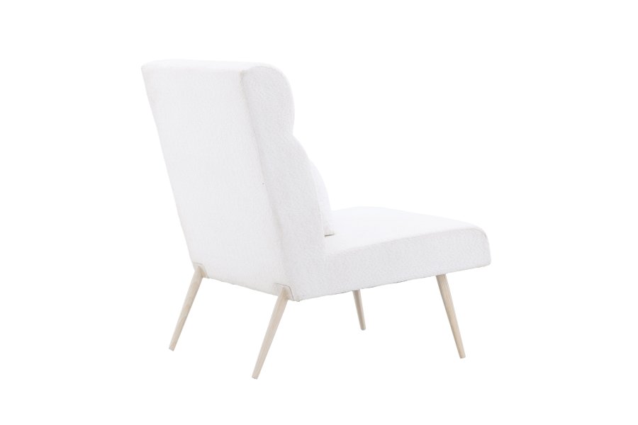 VENTURE DESIGN Bloom lenestol - hvit polyester teddystoff og hvitkalket stl