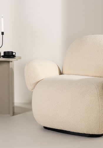 VENTURE DESIGN Sevilla lenestol, med armlener - beige chenille stoff og plast