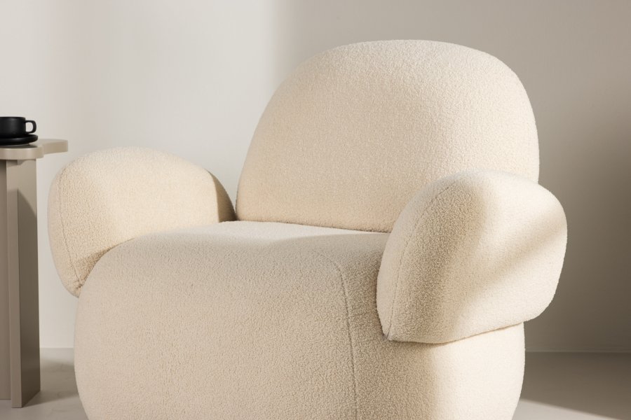 VENTURE DESIGN Sevilla lenestol, med armlener - beige chenille stoff og plast