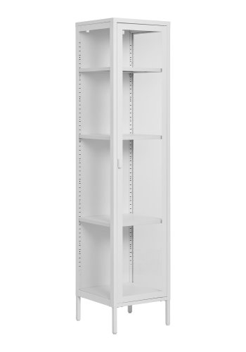 HOUSE NORDIC Brisbane smalt vitrineskap, med 1 glassdr og 3 hyller - hvitt stl