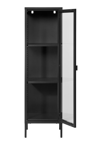 HOUSE NORDIC Brisbane smalt vitrinskp, med 1 glasdörr och 2 hyllor - svart stl