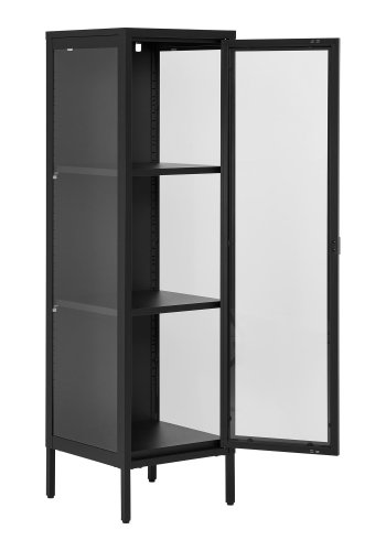 HOUSE NORDIC Brisbane smalt vitrinskp, med 1 glasdörr och 2 hyllor - svart stl