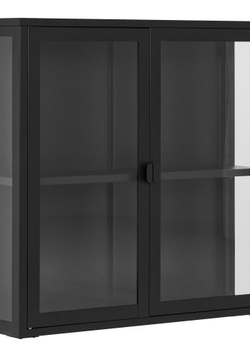 HOUSE NORDIC Brisbane veggmontert vitrineskap, med 2 glassdrer og 1 hylle - svart stl