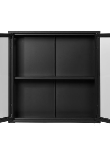 HOUSE NORDIC Brisbane veggmontert vitrineskap, med 2 glassdrer og 1 hylle - svart stl