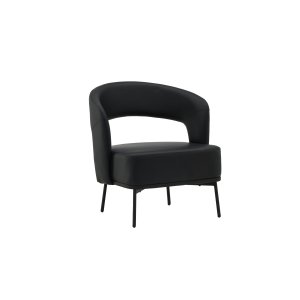 VENTURE DESIGN Mundo ftölj, m. armstöd - svart PU och svart stl