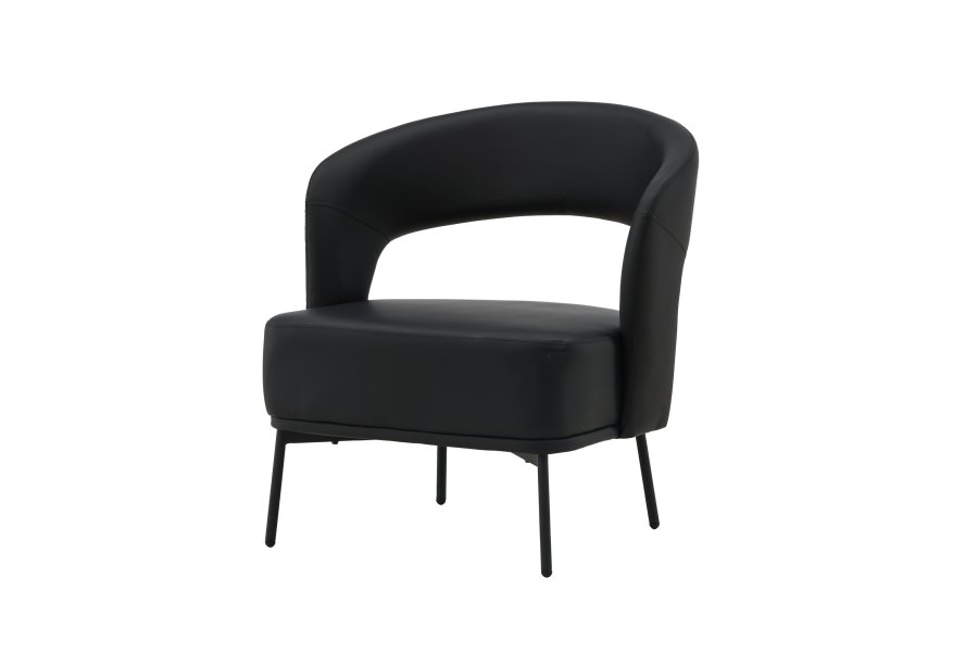 VENTURE DESIGN Mundo ftölj, m. armstöd - svart PU och svart stl