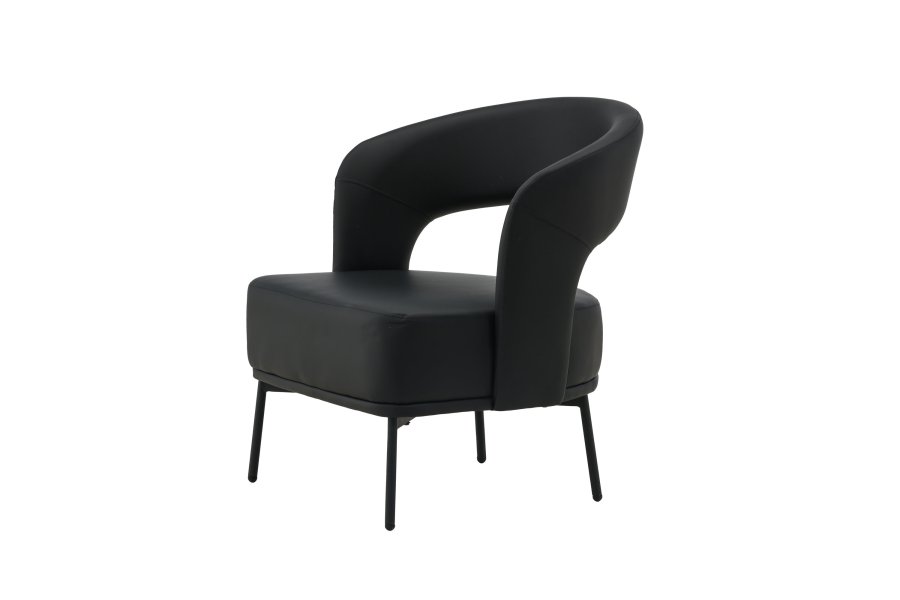 VENTURE DESIGN Mundo ftölj, m. armstöd - svart PU och svart stl