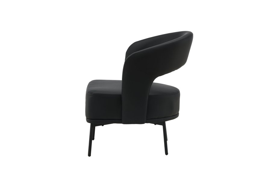 VENTURE DESIGN Mundo ftölj, m. armstöd - svart PU och svart stl