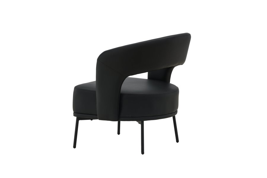 VENTURE DESIGN Mundo ftölj, m. armstöd - svart PU och svart stl