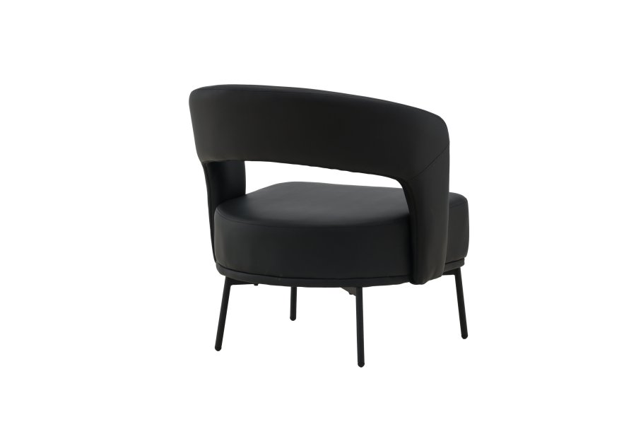 VENTURE DESIGN Mundo ftölj, m. armstöd - svart PU och svart stl