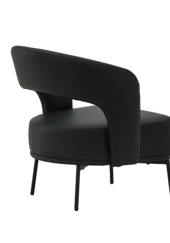 VENTURE DESIGN Mundo ftölj, m. armstöd - svart PU och svart stl