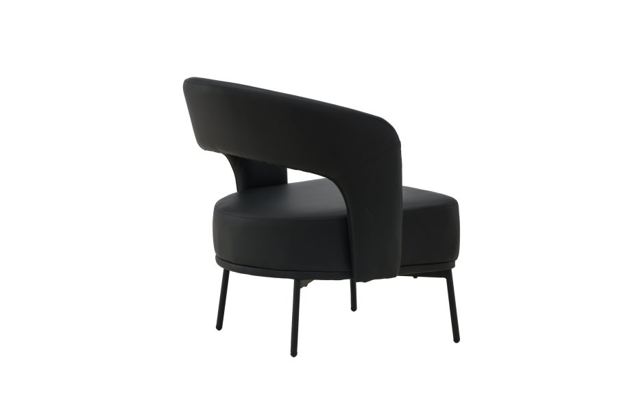 VENTURE DESIGN Mundo ftölj, m. armstöd - svart PU och svart stl