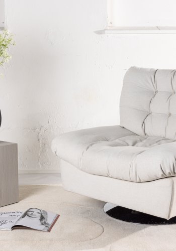 VENTURE DESIGN Florens Sessel - cremefarbenes Polyester und Chromstahl