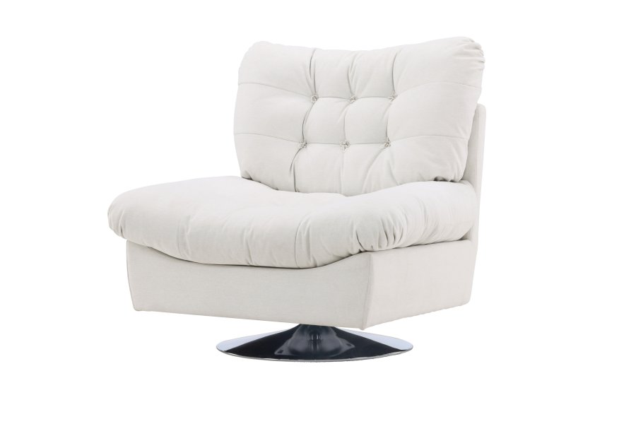 VENTURE DESIGN Florens Sessel - cremefarbenes Polyester und Chromstahl