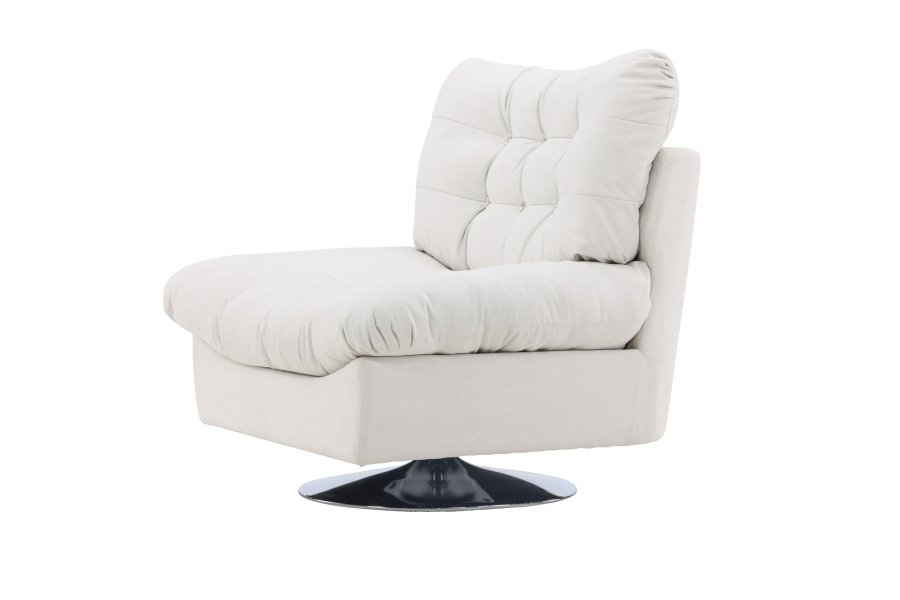 VENTURE DESIGN Florens Sessel - cremefarbenes Polyester und Chromstahl