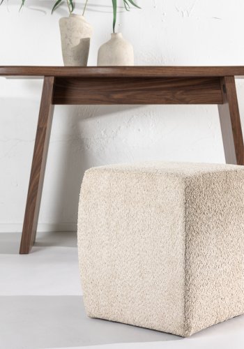 VENTURE DESIGN Neapel puf, kvadratisk - beige bouclstof (40x40)