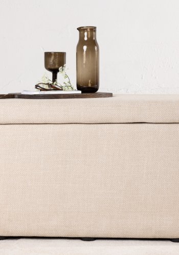 VENTURE DESIGN Potenza puff, med oppbevaring, oval - off-white polyester (130x50)