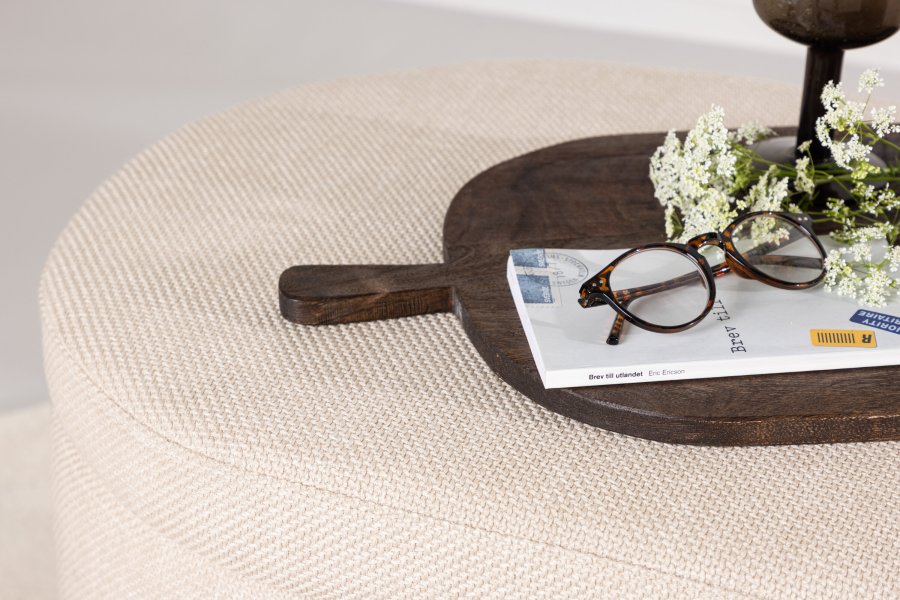 VENTURE DESIGN Potenza puff, med oppbevaring, oval - off-white polyester (130x50)