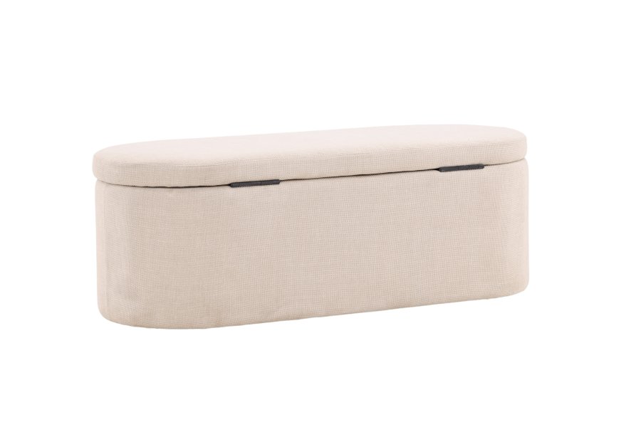 VENTURE DESIGN Potenza puff, med oppbevaring, oval - off-white polyester (130x50)