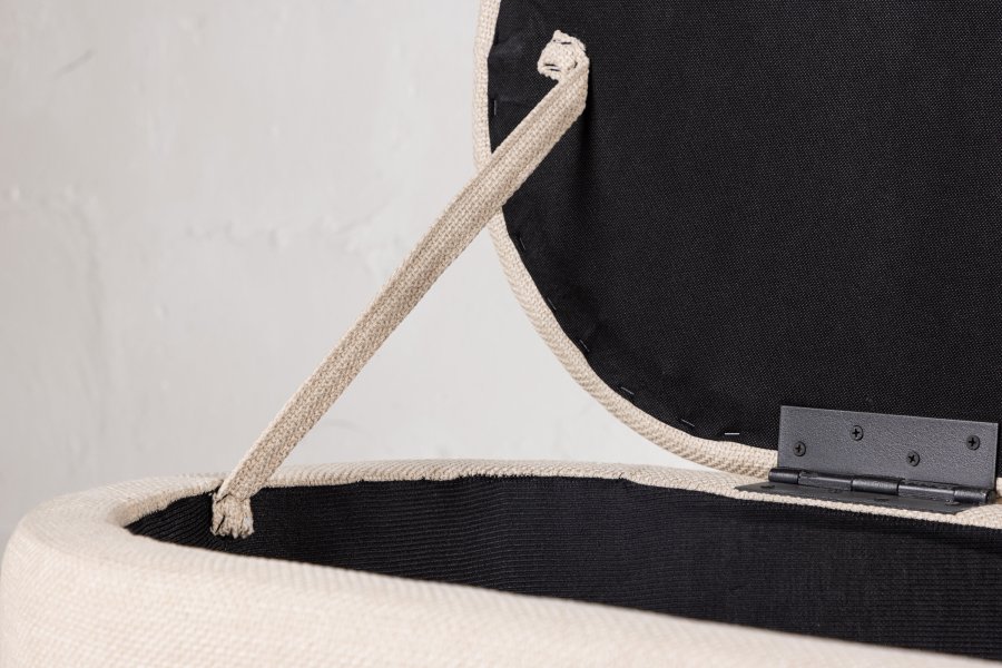 VENTURE DESIGN Potenza puff, med oppbevaring, oval - off-white polyester (130x50)