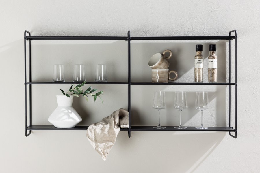 VENTURE DESIGN Lyon vegghylle - svart jern