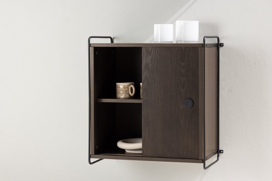 VENTURE DESIGN Paris veggskap, m. 2 skyvedrer - mocca MDF (61x35x67,8cm)