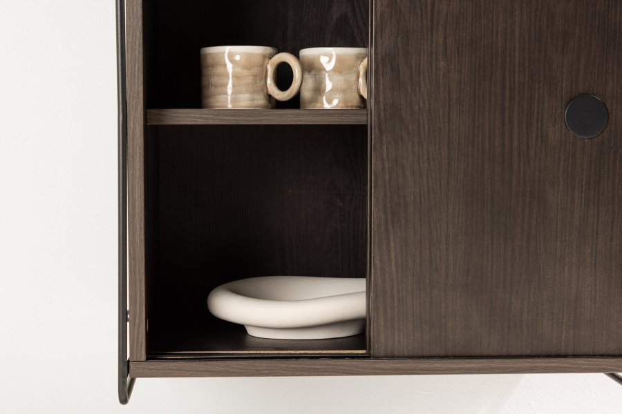 VENTURE DESIGN Paris veggskap, m. 2 skyvedrer - mocca MDF (61x35x67,8cm)