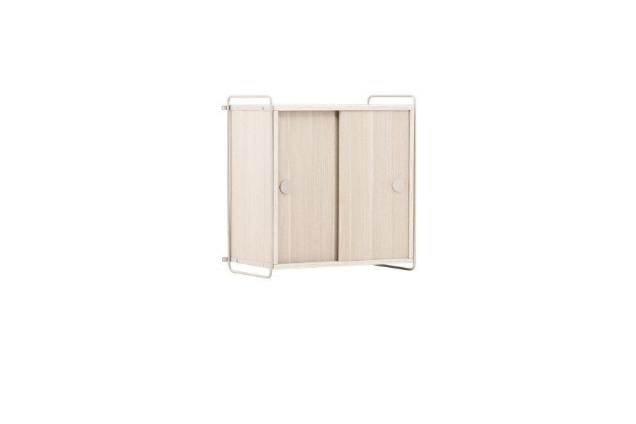 VENTURE DESIGN Paris veggskap, m. 2 skyvedrer - hvitkalket MDF (61x35x67,8cm)