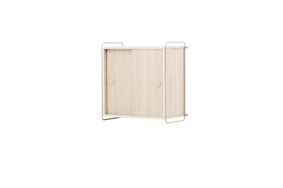 VENTURE DESIGN Paris veggskap, m. 2 skyvedrer - hvitkalket MDF (61x35x67,8cm)