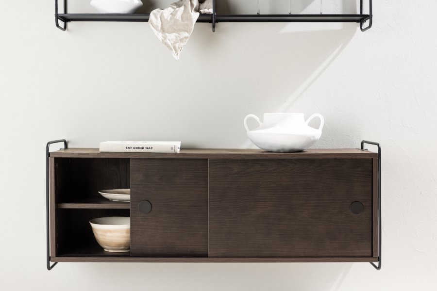 VENTURE DESIGN Paris veggskap, m. 2 skyvedrer - mocca MDF (61x35 (121x35x48cm)