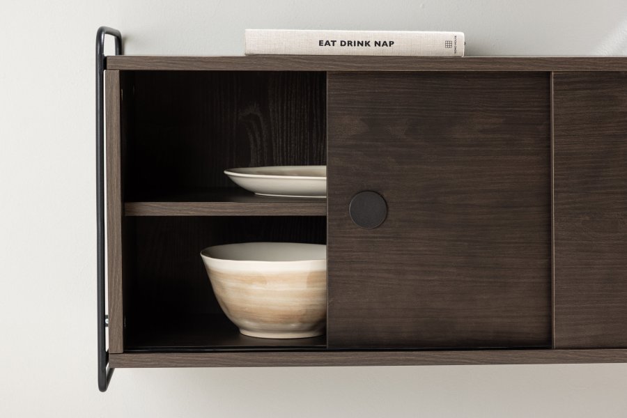 VENTURE DESIGN Paris veggskap, m. 2 skyvedrer - mocca MDF (61x35 (121x35x48cm)