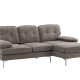VENTURE DESIGN Trekning 3 pers. sofa, m. sjeselong - lysegr stoff og metall