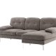VENTURE DESIGN Trekning 3 pers. sofa, m. sjeselong - lysegr stoff og metall