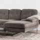 VENTURE DESIGN Trekning 3 pers. sofa, m. sjeselong - lysegr stoff og metall
