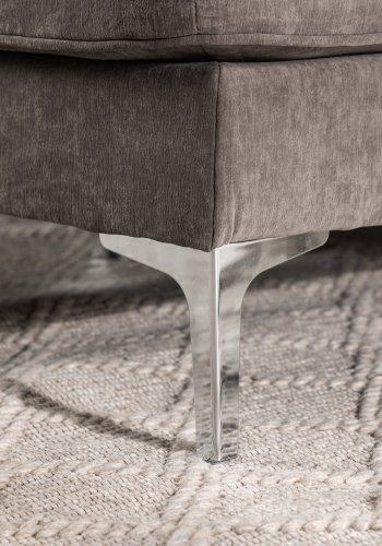 VENTURE DESIGN Trekning 3 pers. sofa, m. sjeselong - lysegr stoff og metall