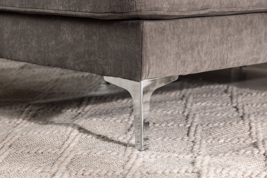 VENTURE DESIGN Trekning 3 pers. sofa, m. sjeselong - lysegr stoff og metall