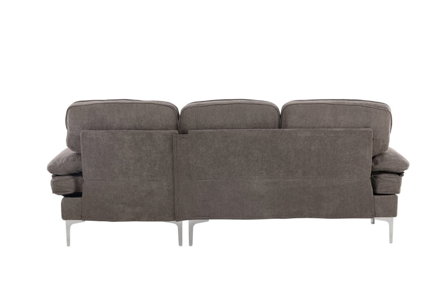 VENTURE DESIGN Trekning 3 pers. sofa, m. sjeselong - lysegr stoff og metall