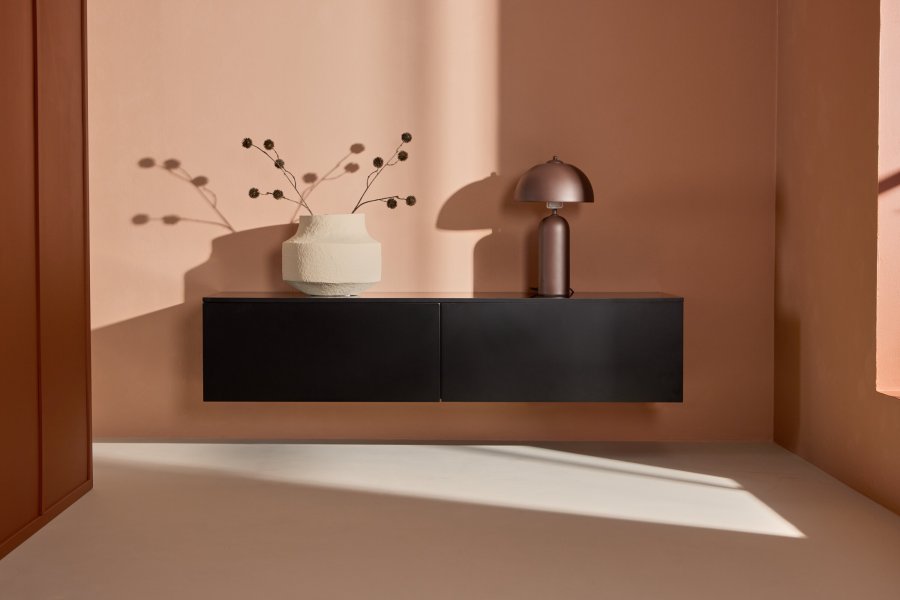 VENTURE DESIGN Frihamn Wandschrank, m. 2 Schubladen – schwarzes MDF