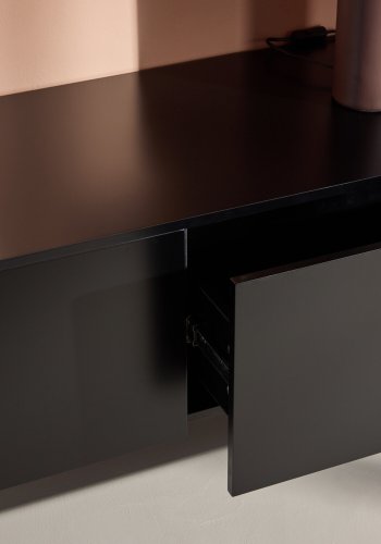 VENTURE DESIGN Frihamn Wandschrank, m. 2 Schubladen – schwarzes MDF