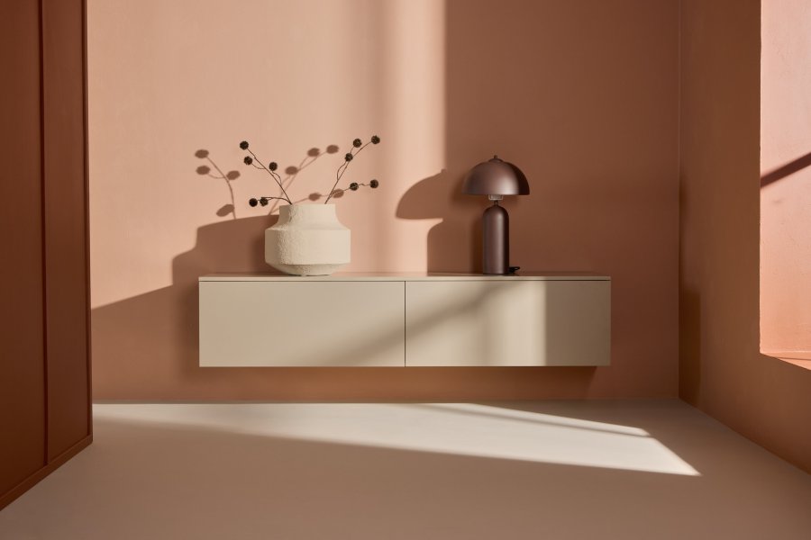 VENTURE DESIGN Frihamn Wandschrank, m. 2 Schubladen – beige MDF