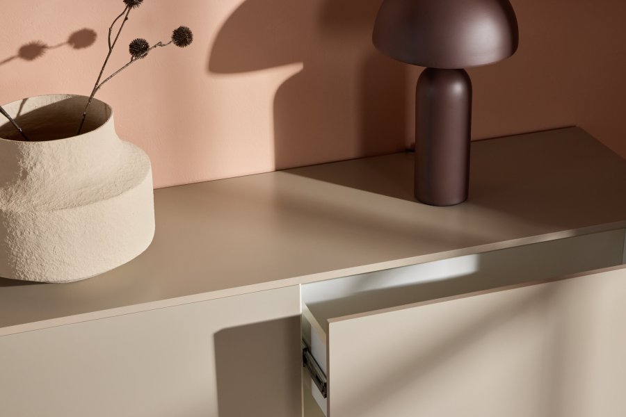 VENTURE DESIGN Frihamn Wandschrank, m. 2 Schubladen – beige MDF