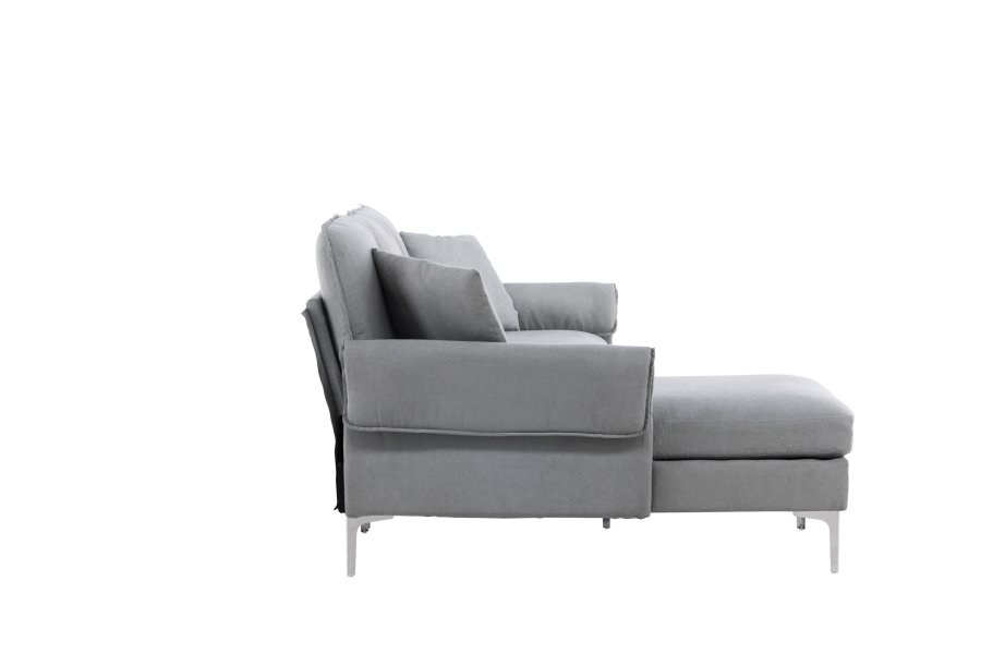 VENTURE DESIGN Toulouse 3 pers. sofa, m. sjeselong - grtt stoff og metall
