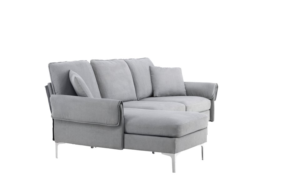 VENTURE DESIGN Toulouse 3 pers. sofa, m. sjeselong - grtt stoff og metall