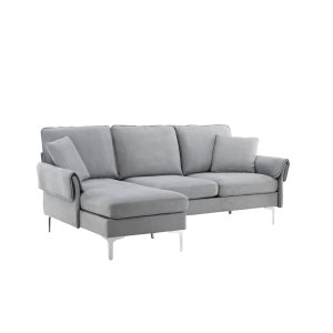 VENTURE DESIGN Toulouse 3 pers. soffa, m. schäslong - grtt tyg och metall