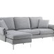 VENTURE DESIGN Toulouse 3 pers. sofa, m. sjeselong - grtt stoff og metall