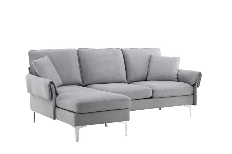 VENTURE DESIGN Toulouse 3 pers. sofa, m. sjeselong - grtt stoff og metall
