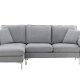 VENTURE DESIGN Toulouse 3 pers. sofa, m. sjeselong - grtt stoff og metall