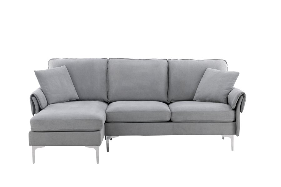 VENTURE DESIGN Toulouse 3 pers. sofa, m. sjeselong - grtt stoff og metall