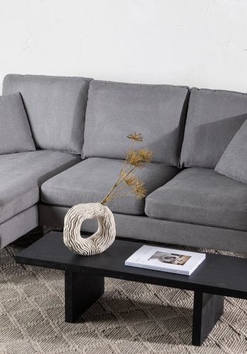 VENTURE DESIGN Toulouse 3 pers. sofa, m. sjeselong - grtt stoff og metall
