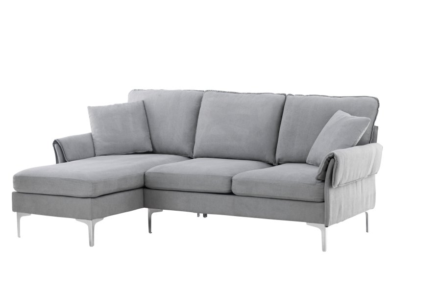 VENTURE DESIGN Toulouse 3 pers. sofa, m. sjeselong - grtt stoff og metall